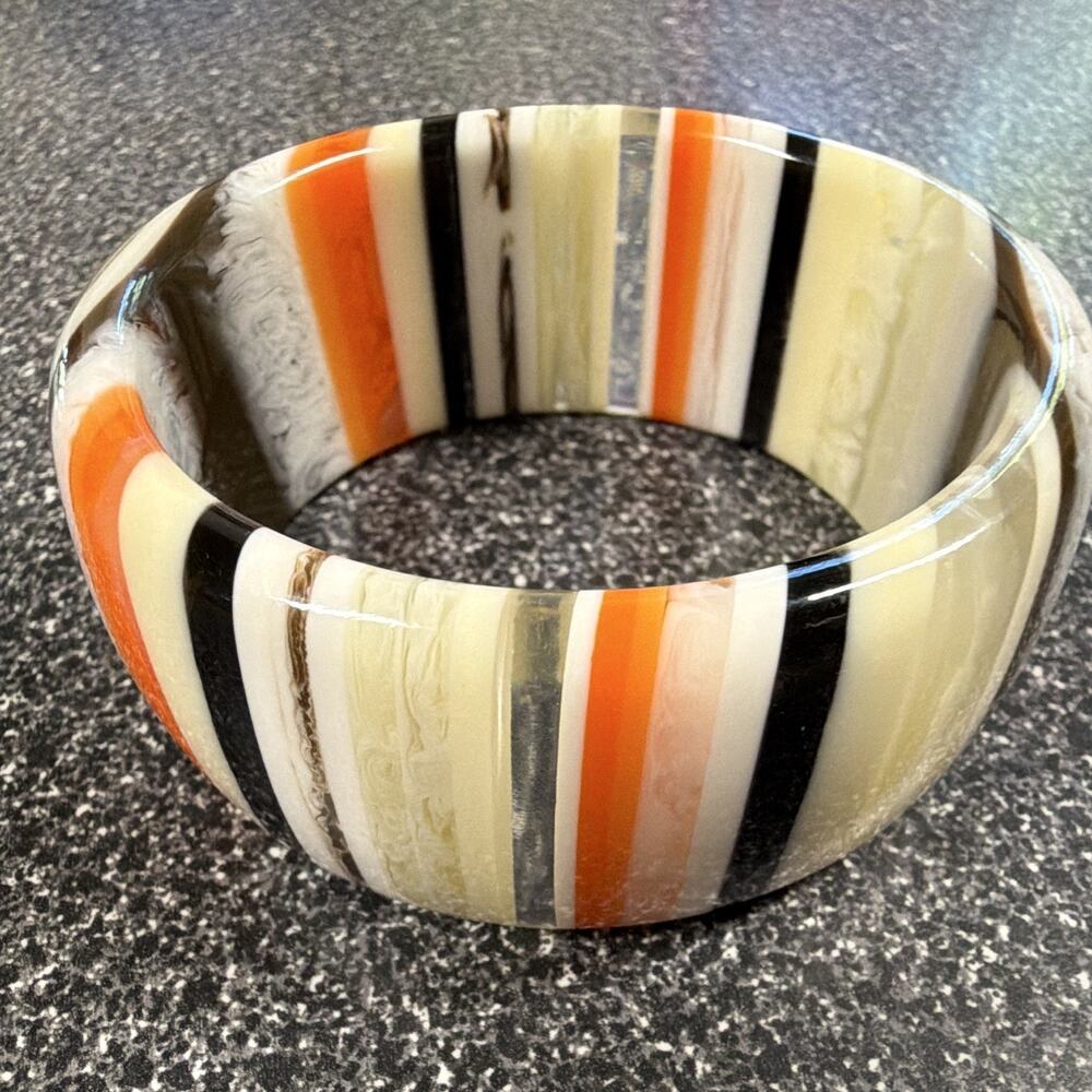 Sobral Bangle Pop Vintage Bracelet Resin Bullseye Boho 1970 Statement Brazil - Picture 3 of 4